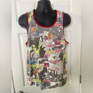 Adam Levine Collection Red and Gray Tank Top with Playful Design